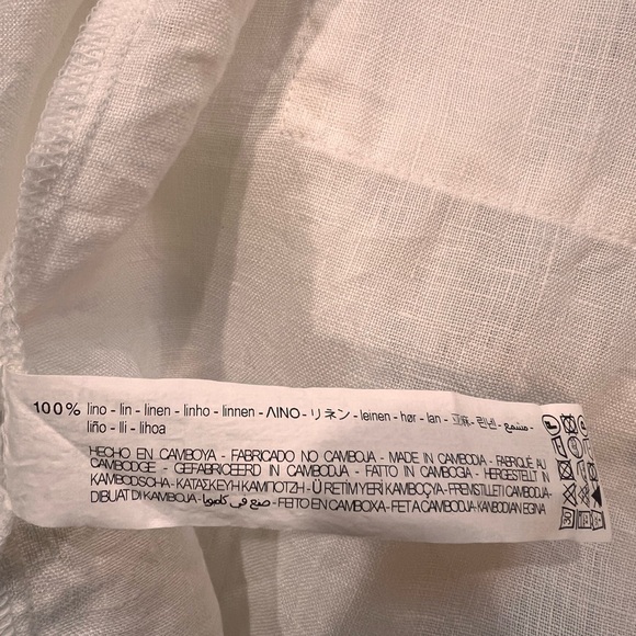 Zara 100% Linen Button Down Rolled Sleeves. Size XS. - Picture 6 of 6